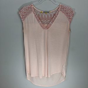 Anthropologie Little Yellow Button Peach Top‎ S